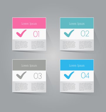 Business infographics template for presentation, education, web design, banners, brochures, flyers. Blue, green, grey and black tabs.
