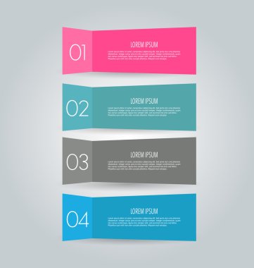 Business infographics template for presentation, education, web design, banners, brochures, flyers. Blue, green, grey and black tabs.