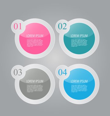 Business infographics template for presentation, education, web design, banners, brochures, flyers. Blue, green, grey and black tabs.