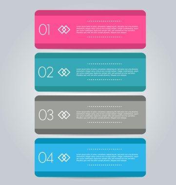 Business infographics template for presentation, education, web design, banners, brochures, flyers. Blue, green, grey and black tabs.
