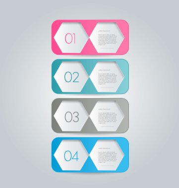 Business infographics template for presentation, education, web design, banners, brochures, flyers. Blue, green, grey and black tabs.