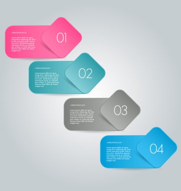 Business infographics template for presentation, education, web design, banners, brochures, flyers. Blue, green, grey and black tabs.