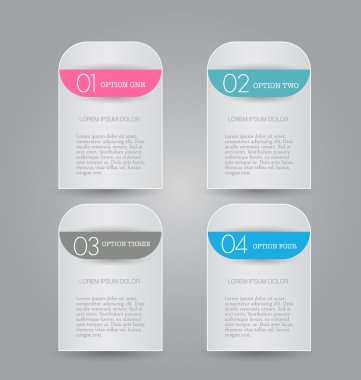 Business infographics template for presentation, education, web design, banners, brochures, flyers. Blue, green, grey and black tabs.