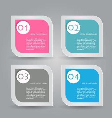 Business infographics template for presentation, education, web design, banners, brochures, flyers. Blue, green, grey and black tabs.