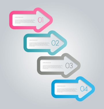 Business infographics template for presentation, education, web design, banners, brochures, flyers. Blue, green, grey and black tabs.