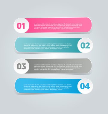 Business infographics template for presentation, education, web design, banners, brochures, flyers. Blue, green, grey and black tabs.