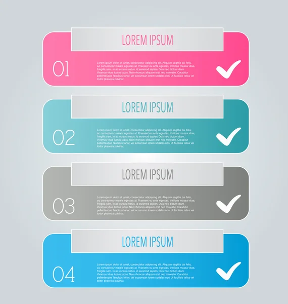 Business infographics template for presentation, education, web design, banners, brochures, flyers. Blue, green, grey and black tabs.