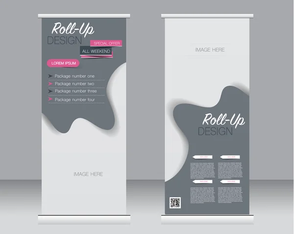 Roll up banner stand modello. Sfondo astratto per il design — Vettoriale Stock