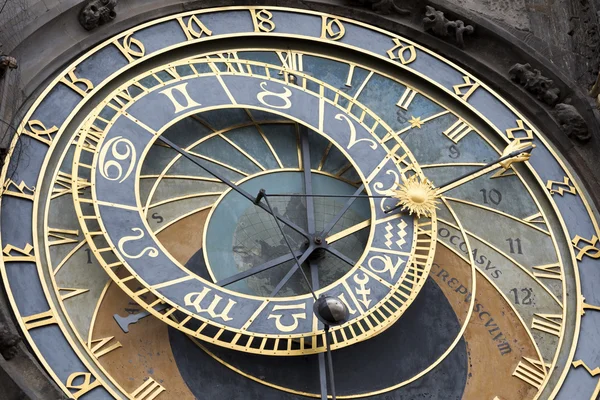 Detalhe do relógio astronômico medieval histórico em Praga na Câmara Municipal Velha, República Tcheca — Fotografia de Stock
