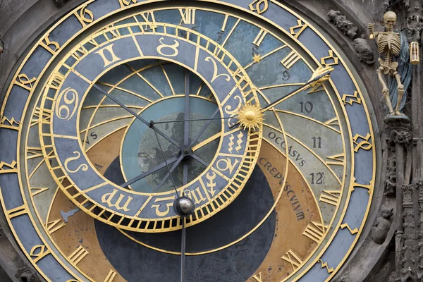 Dettaglio dello storico orologio astronomico medievale a Praga sul Municipio Vecchio, Repubblica Ceca — Foto Stock