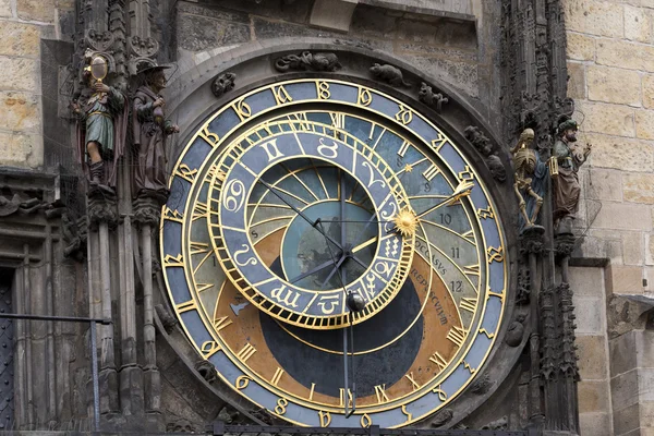 Historische middeleeuwse astronomische klok in Praag op oude stadhuis, Tsjechië — Stockfoto