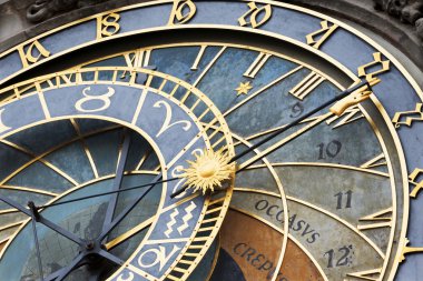 ayrıntı tarihi Ortaçağ astronomik saati Prag'da eski Belediye Binası, Çek Cumhuriyeti