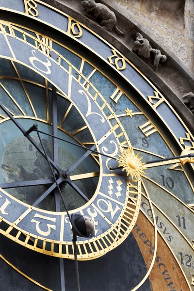 Detalhe do relógio astronômico medieval histórico em Praga na Câmara Municipal Velha, República Tcheca — Fotografia de Stock