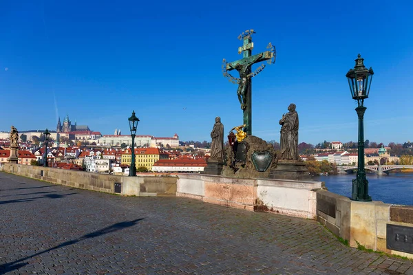 Autumn Colorful Prague Lesser Town Gothic Castle Charles Bridge Its — Stock Photo, Image