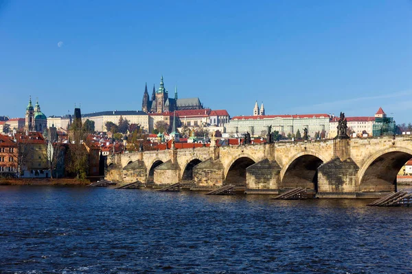 Podzim Barevná Praha Malá Strana Gotickým Hradem Karlovým Mostem Nad — Stock fotografie