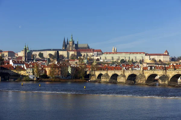 Automne Coloré Prague Petite Ville Avec Château Gothique Pont Charles — Photo