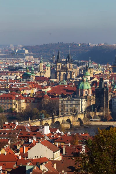 Ciudad Praga Otoño Con Colorida Naturaleza Árboles Colina Petrin República —  Fotos de Stock