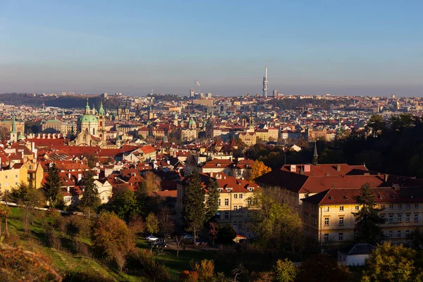 Autunno Praga Città Con Natura Colorata Alberi Dalla Collina Petrin — Foto Stock