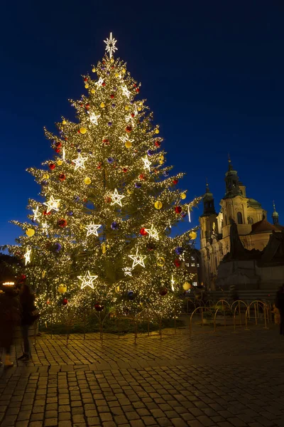 Christmas Mood Night Old Town Square Prague Czech Republic — Stock Photo, Image