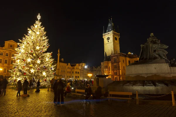 Humor Navidad Noche Old Town Square Praga República Checa — Foto de Stock