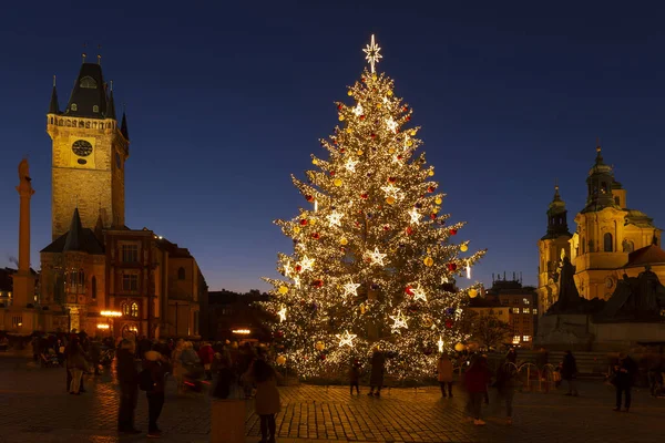 Humor Natal Noite Old Town Square Praga República Checa — Fotografia de Stock