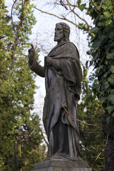 Historic Jesus Mystery Winter Old Prague Cemetery Czech Republic — Stock Photo, Image