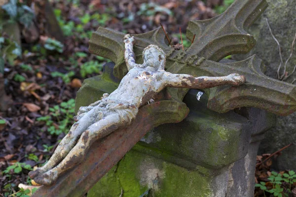 Jesus Histórico Sobre Misterioso Inverno Velho Cemitério Praga República Checa — Fotografia de Stock