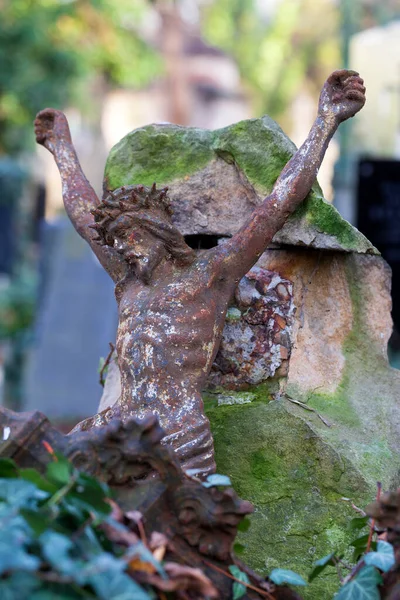 Historischer Jesus Auf Dem Geheimnisvollen Alten Prager Friedhof Tschechien — Stockfoto