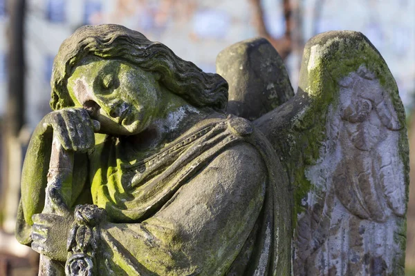 Der Historische Engel Aus Dem Wintergeheimnis Alter Prager Friedhof Tschechien — Stockfoto