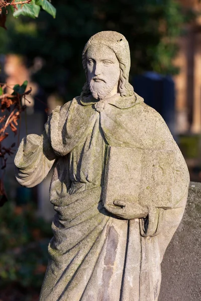 Jésus Historique Sur Mystère Hivernal Ancien Cimetière Prague République Tchèque — Photo