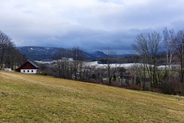 Χιονισμένο Βόρειο Βοημία Τοπίο Jizera Mountains Τσεχική Δημοκρατία — Φωτογραφία Αρχείου