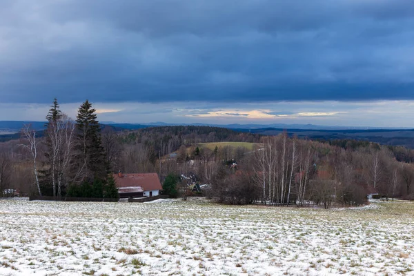 Snöig Norra Böhmen Landskap Jizerabergen Tjeckien — Stockfoto