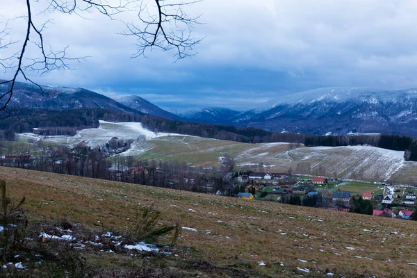 Snowy North Bohemia Landscape Jizera Mountains Czech Republic — стокове фото