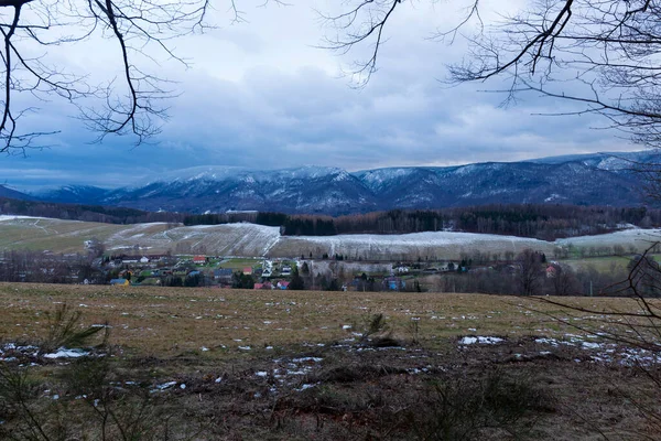 Verschneite Nordböhmische Landschaft Isergebirge Tschechische Republik — Stockfoto