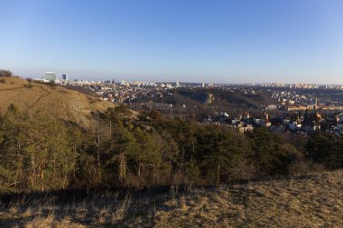 Çek Cumhuriyeti 'nin güneşli bir gününde Prag' ın Hill Devin şehrinden