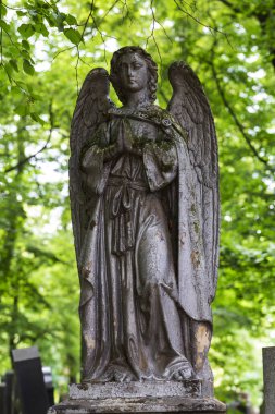 Tarihi heykel üzerinde gizemli eski Prag Mezarlığı, Çek Cumhuriyeti