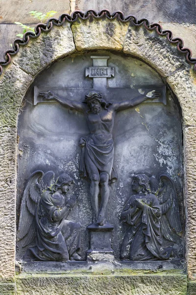 Historische Statue Auf Dem Geheimnisvollen Alten Prager Friedhof Tschechische Republik — Stockfoto