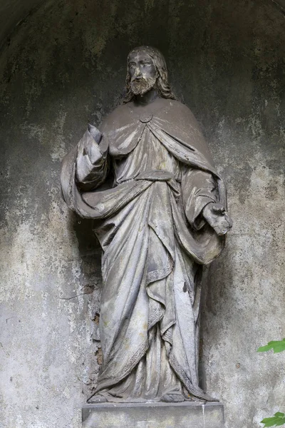 Statua Storica Sul Vecchio Cimitero Praga Repubblica Ceca — Foto Stock