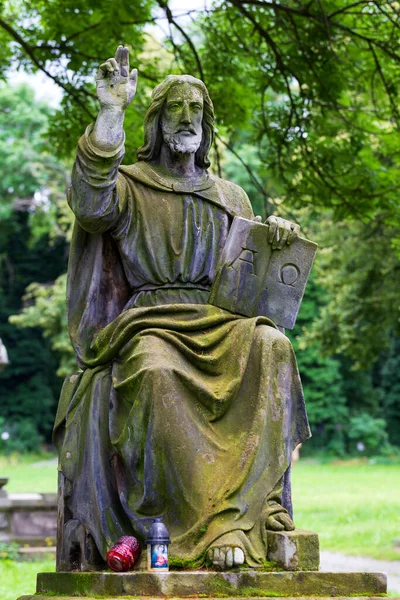 Historic Statue Mystery Old Prague Cemetery Czech Republic — Stock Photo, Image