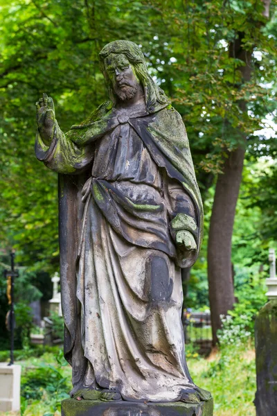 Estatua Histórica Sobre Antiguo Cementerio Praga República Checa — Foto de Stock