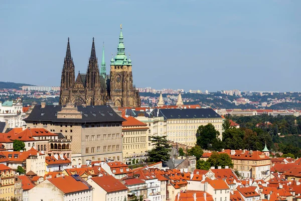 Automne Prague Ville Avec Château Gothique Nature Colorée Avec Des — Photo