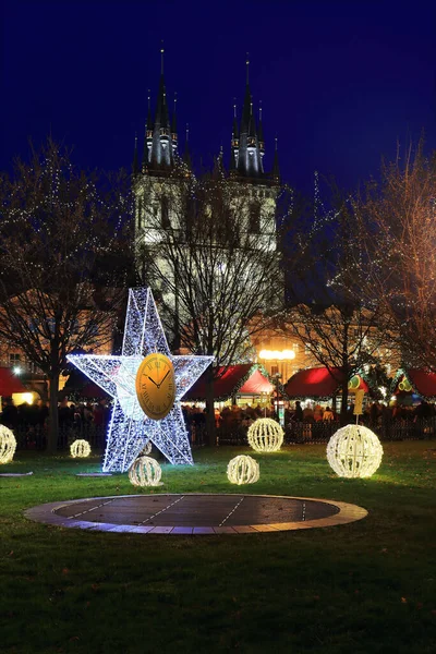 Christmas Mood Night Old Town Square Prague Czech Republic — Stock Photo, Image