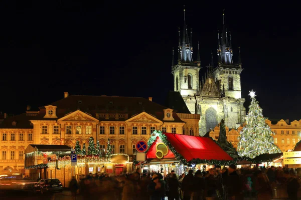 Humor Natal Noite Old Town Square Praga República Checa — Fotografia de Stock