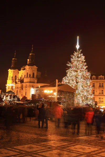 Christmas Mood on the night Old Town Square, Prague, Czech Republic