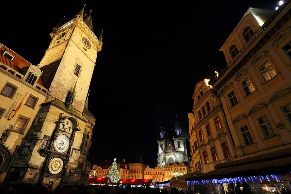 Christmas Mood on the night Old Town Square, Prague, Czech Republic — Stock Photo, Image