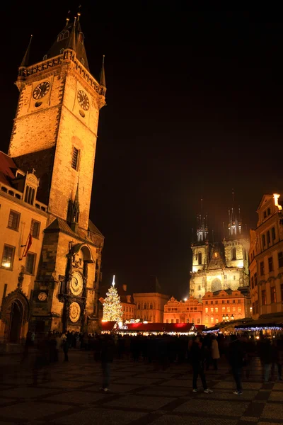 Christmas Mood on the night Old Town Square, Prague, Czech Republic — Stock Photo, Image