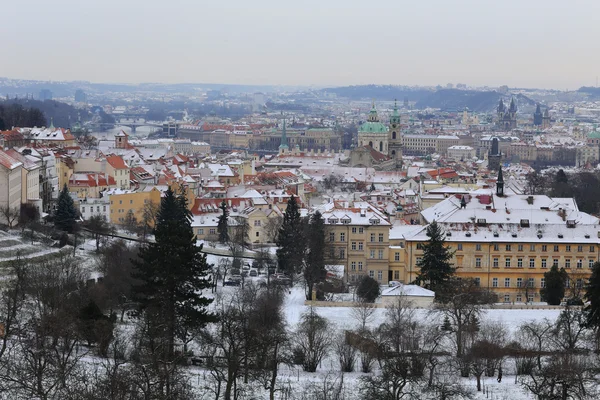 Første sne i Prag City, Tjekkiet - Stock-foto