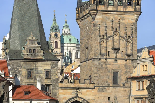 View on the spring Prague with St. Nicholas' Cathedral, Czech Republic — Stock Photo, Image