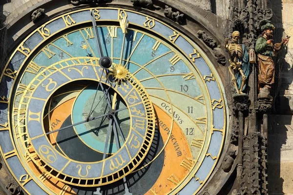 Dettaglio dello storico orologio astronomico medievale a Praga sul Municipio Vecchio, Repubblica Ceca — Foto Stock