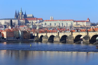 Prag Gotik Castle yukarıda Nehri Vltava, Çek Cumhuriyeti